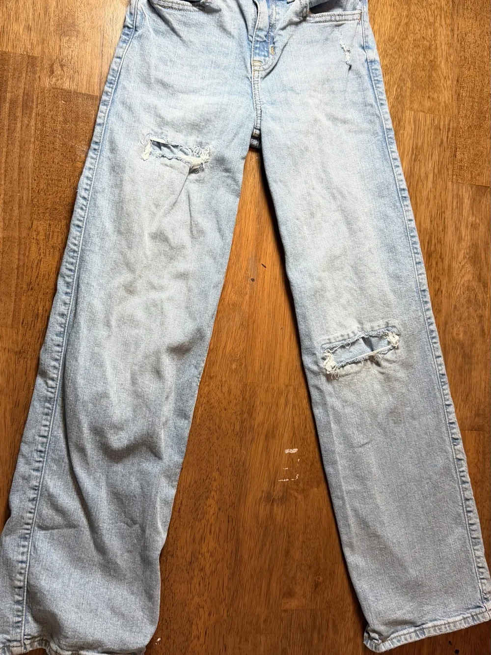 abercrombie kids Light Blue Denim High-Rise Wide Leg Jeans 9/10 long